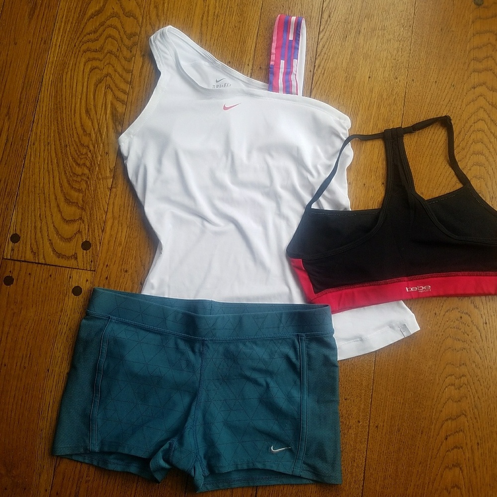 Nike BeBe lot of workout tops & shorts